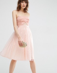 Кружевное приталенное платье миди ASOS - Розовый