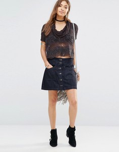 Джинсовая юбка Free People Come Closer - Черный