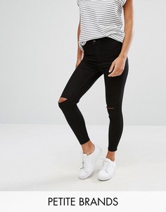 Джинсы скинни с разрезами на коленках New Look Petite - Черный