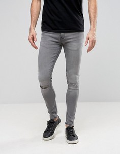 Супероблегающие джинсы с рваными коленями Ringspun - Серый
