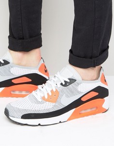 Белые кроссовки Nike Air Max 90 Ultra 2.0 Flyknit 875943-100 - Белый