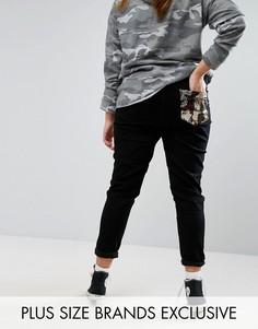 Рваные джинсы с пайетками на кармане Liquor & Poker Plus - Черный