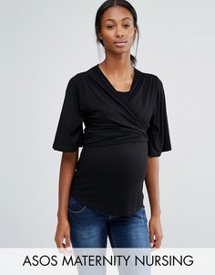 Топ-кимоно с запахом для кормящих мам ASOS Maternity - Черный