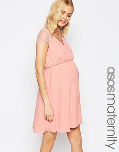 Кружевное платье мини для беременных ASOS Maternity Kate - Розовый