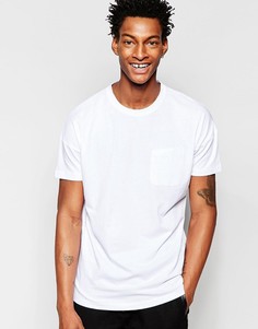 Удлиненная футболка с карманом Minimum - Белый