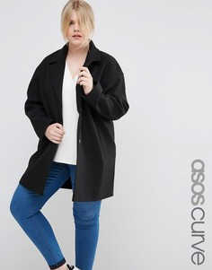 Пальто-кокон в мальчишеском стиле ASOS CURVE - Черный