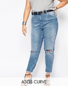 Светлые джинсы слим в винтажном стиле с прорехами ASOS CURVE Farleigh - Синий