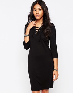 Облегающее платье со шнуровкой на вороте b.Young Rosil - Темно-синий