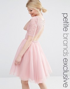 Платье миди для выпускного с кружевным лифом и вырезами John Zack Petite - Розовый