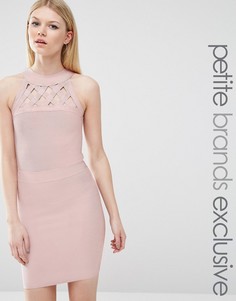 Бандажное платье с решеткой из лямок True Decadence Petite - Розовый