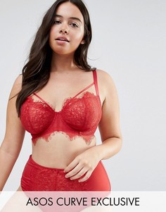 Кружевной бюстгальтер на косточках эксклюзивно для ASOS CURVE 38D-44HH - Красный