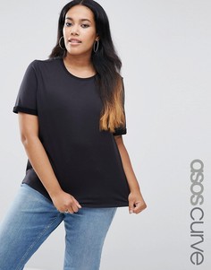 Легкий свитшот вязки изнаночными петлями ASOS CURVE - Черный