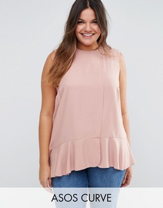 Топ с асимметричным нижним краем ASOS CURVE - Розовый
