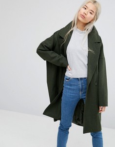 Пальто-кокон с карманами Weekday - Зеленый