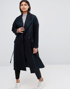 Oversize-пальто в стиле колор блок с добавлением шерсти ASOS - Мульти