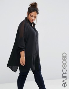 Oversize-блузка с прозрачными вставками ASOS CURVE - Черный