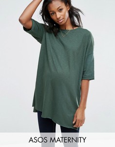 Длинная футболка для беременных с разрезами ASOS Maternity - Зеленый