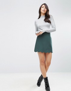 Мини юбка‑трапеция с фигурным краем ASOS Tailored - Зеленый
