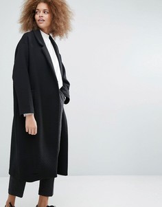 Длинное стеганое пальто Monki - Черный