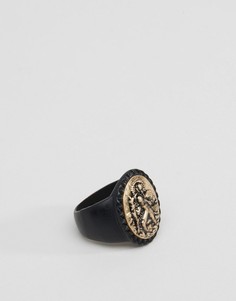 Черное массивное кольцо-печатка Icon Brand - Черный