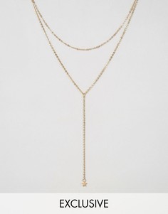 Тонкое ожерелье-цепочка в несколько рядов Reclaimed Vintage - Золотой