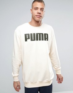Кремовый удлиненный свободный свитшот Puma - Белый