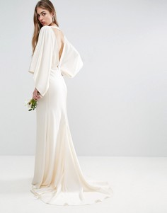 Платье-кимоно макси с глубоким вырезом сзади ASOS BRIDAL - Кремовый