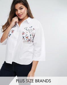 Рубашка с вышивкой и рукавами-кимоно Boohoo Plus - Белый
