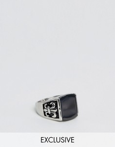 Кольцо с черным камнем Reclaimed Vintage Inspired - Серебряный
