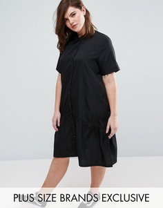 Oversize-платье с короткими рукавами и баской по краю Daisy Street Plus - Черный