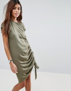 Платье-футболка без рукавов со сборками ASOS - Зеленый