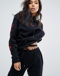 Комбинируемое oversize-худи с принтом на рукавах Wasted Paris - Черный