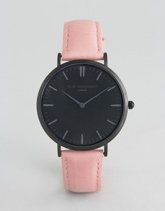 Часы с розовым ремешком и черным циферблатом Elie Beaumont - Розовый