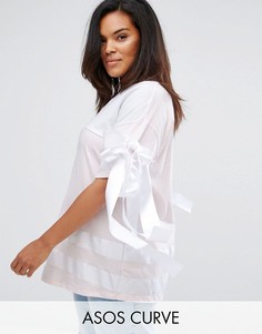 Oversize-футболка с контрастными полосками и бантиками ASOS CURVE - Мульти