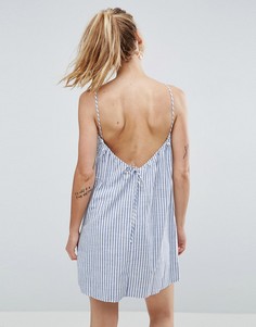 Сарафан в полоску из тика с глубоким вырезом сзади ASOS - Мульти