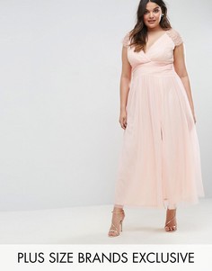 Платье макси с кружевной отделкой Little Mistress Plus - Розовый