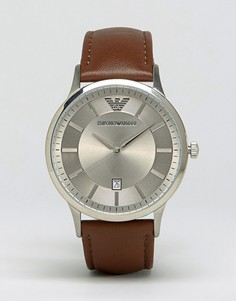 Часы со светло-коричневым кожаным ремешком Emporio Armani AR2463 - Коричневый