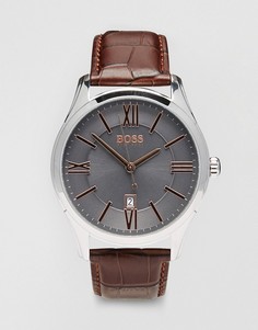 Часы с коричневым кожаным ремешком BOSS By Hugo Boss Ambassador 1513041 - Коричневый