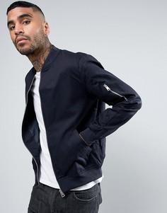 Синий бомбер с молнией на рукавах ASOS - Темно-синий
