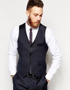 Шерстяной жилет узкого кроя ASOS - Темно-синий