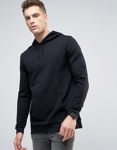 Черное удлиненное худи ASOS - Черный