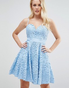 Кружевное платье мини для выпускного с вырезом сердечком Forever Unique - Синий