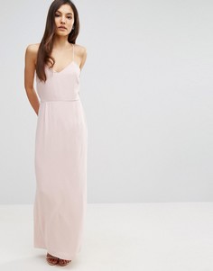 Платье макси на бретельках с кружевной спинкой и удлиненным сзади подолом Elise Ryan - Розовый