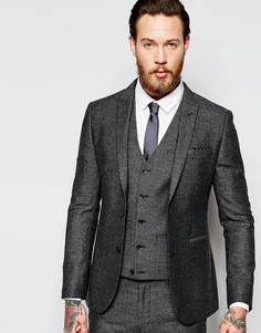 Твидовый супероблегающий пиджак ASOS - Серый