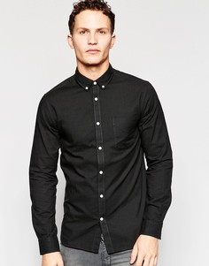 Узкая рубашка в стиле casual Jack & Jones Premium - Черный