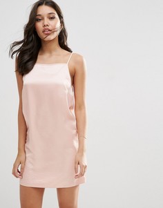 Матовое атласное платье-комбинация ASOS - Розовый