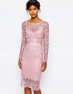 Свадебное платье мятного цвета с отделкой на поясе Body Frock - Розовый