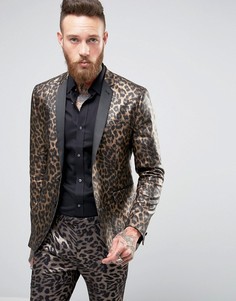 Приталенный пиджак с леопардовым принтом ASOS - Золотой