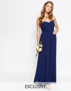 Шифоновое платье‑бандо макси TFNC WEDDING - Темно-синий