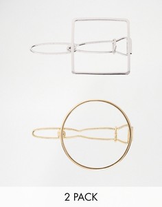 2 миниатюрные заколки с контурным дизайном ASOS - Мульти